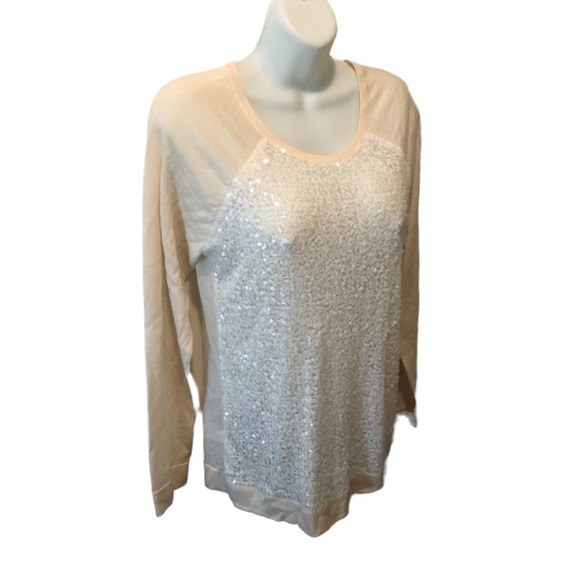 Tommy Bahama Wool Scoop Neck Sweater Sparkly Sequins Long Sleeve Ivory Size M - Picture 3 of 6